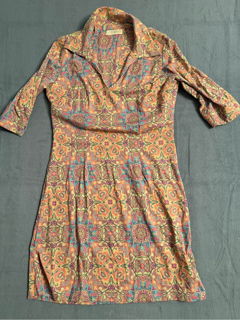 Michelle Parisou Resortwear Paisley Print Multicolored Dress Size Large